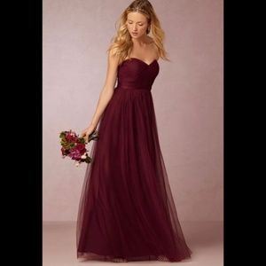 Jenny Yoo Convertible Burgundy Tulle A-Line Maxi Gown